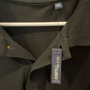 Black polo shirt with yellow piping